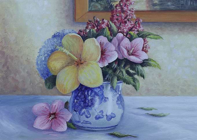 Still Life Oil Painting of Flowers