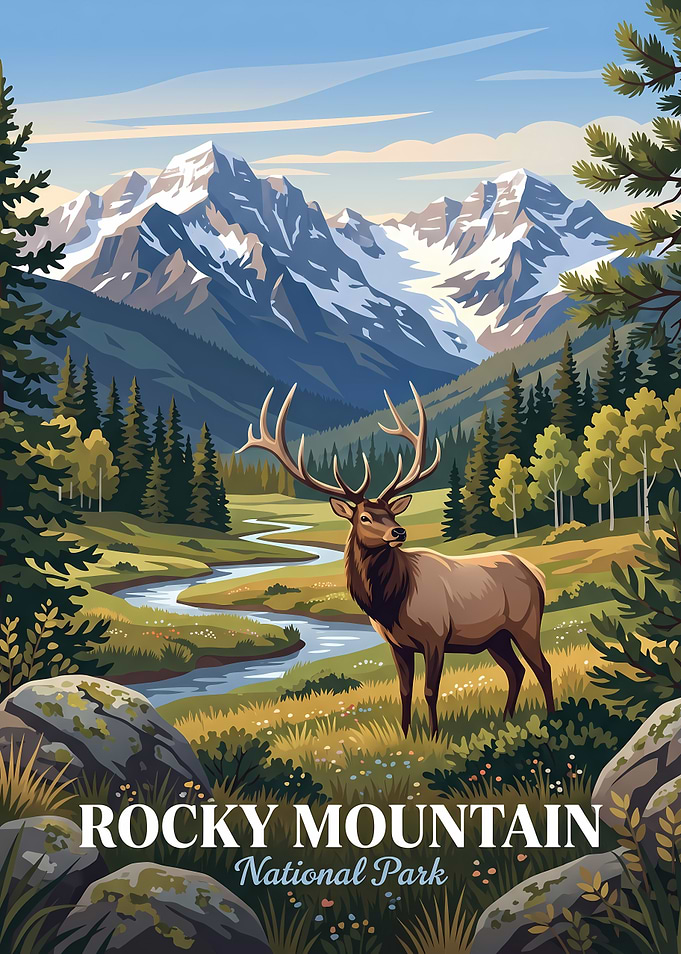 Rocky Mountain National Park Elk Poster