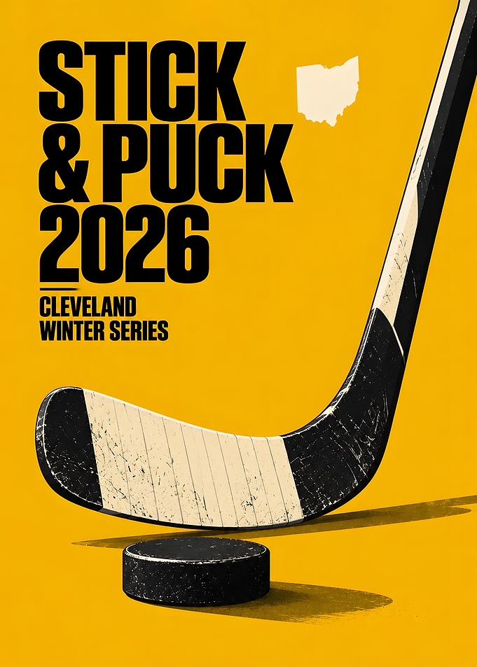 Hockey Stick And Puck Cleveland Yellow Poster