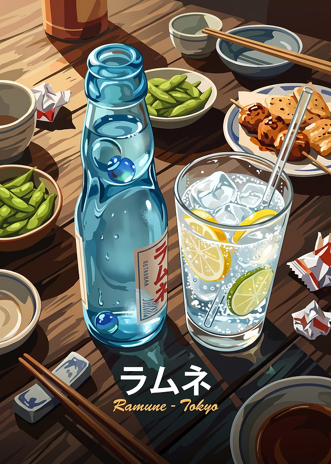 Ramune Soda and Japanese Snacks
