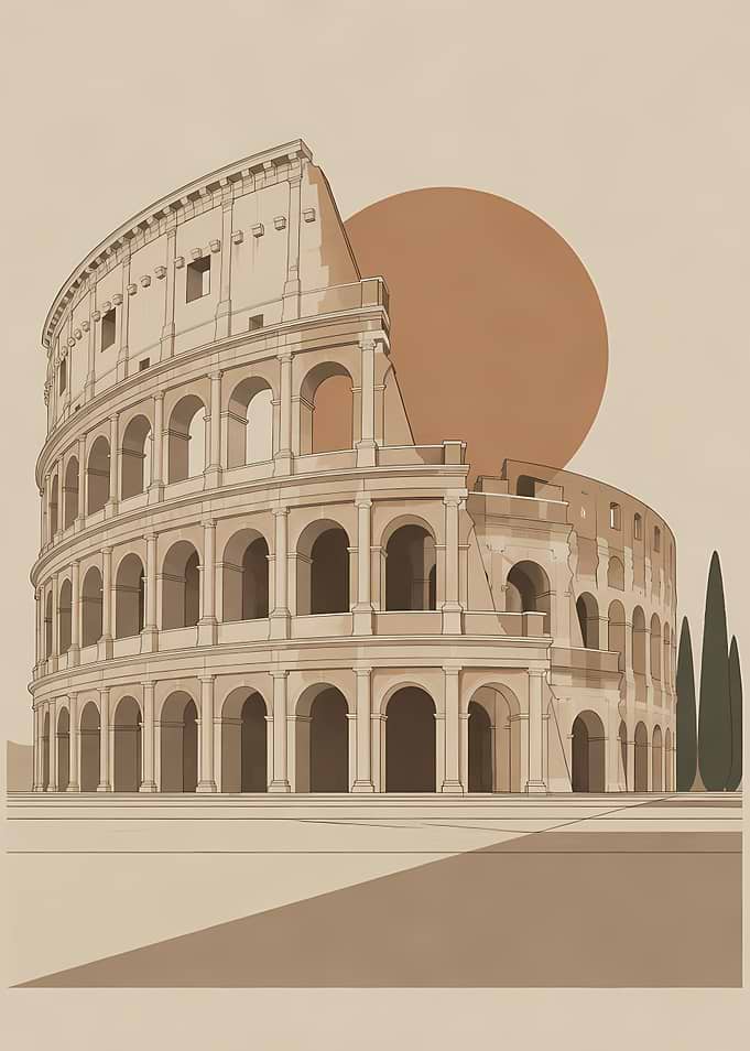 Minimalist Illustration of the Roman Colosseum