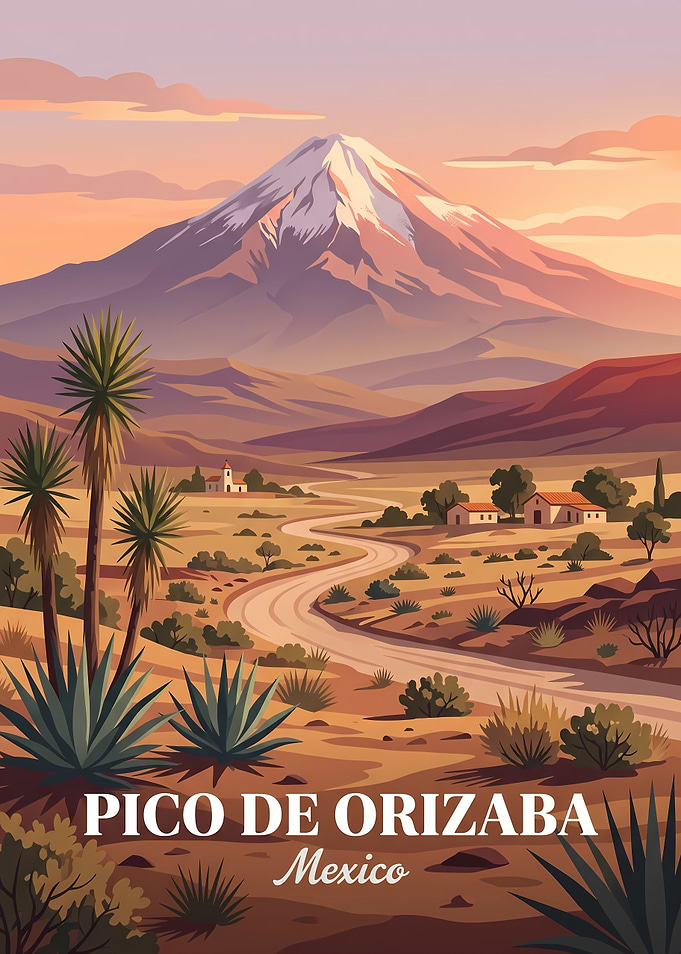 Pico de Orizaba Mexico Travel Poster