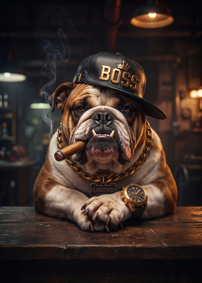 Boss Bulldog with Cigar