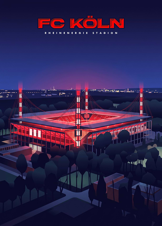 FC Köln RheinEnergie Stadion Night Poster