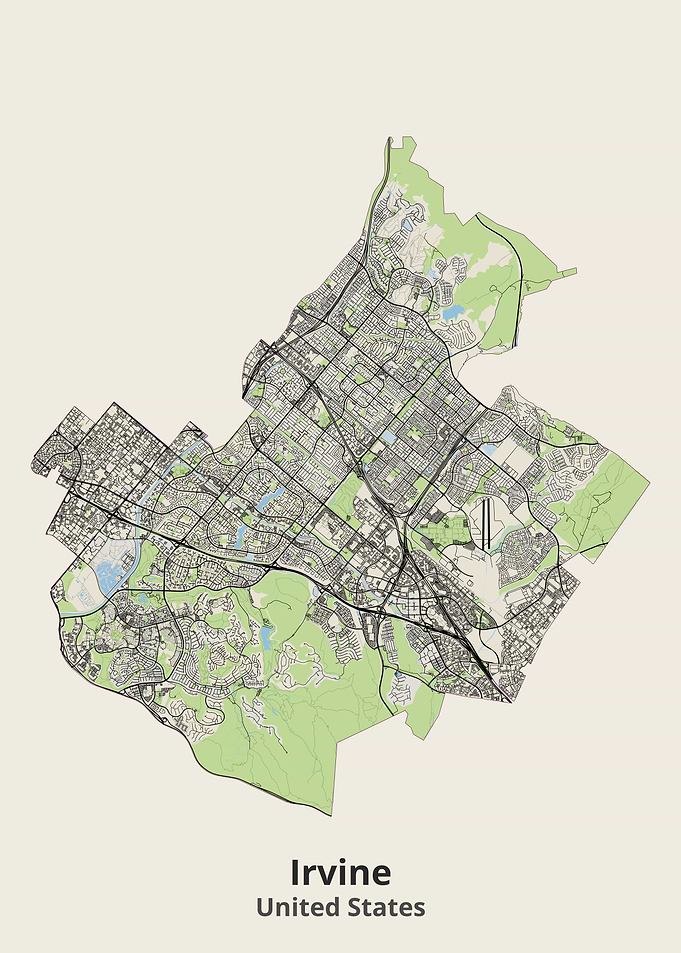 Irvine California City Map Print