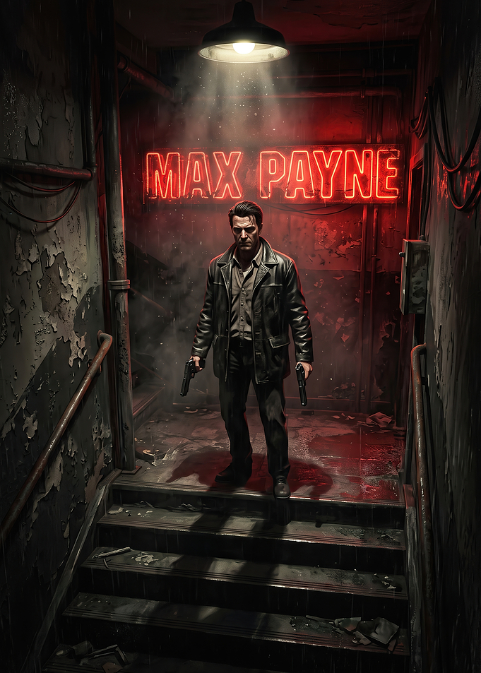 Max Payne in Gritty Stairwell