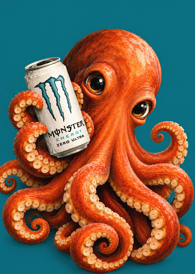Cute Octopus Monster Energy Drink