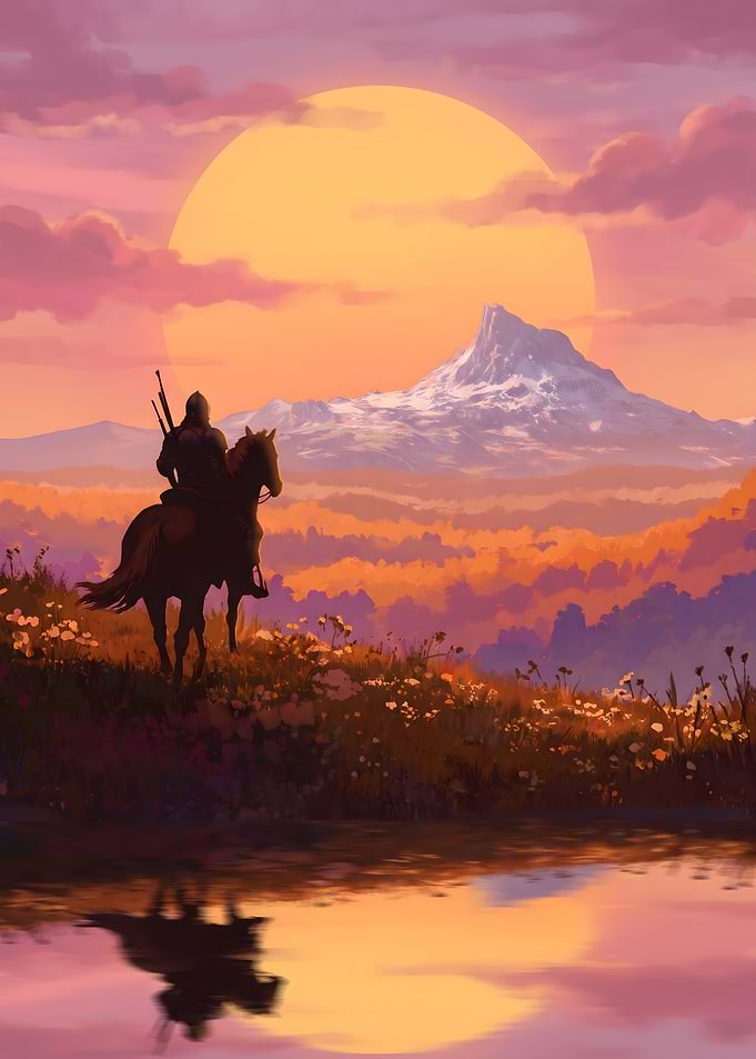 Lone Rider at Sunset