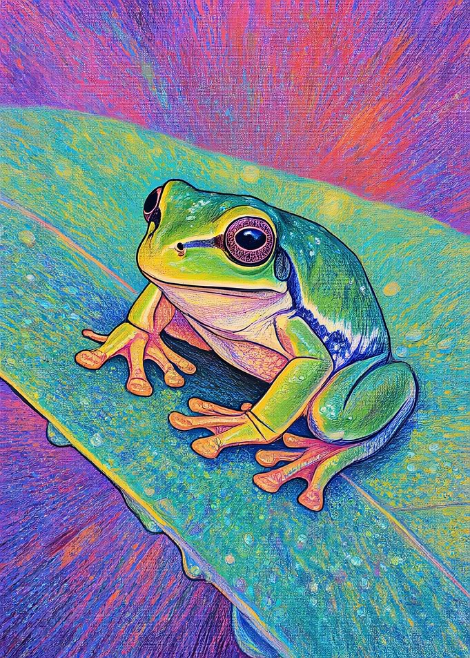 Vibrant Colorful Tree Frog Illustration