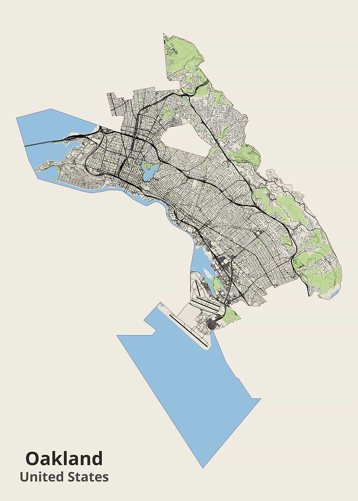 Oakland California City Map Print