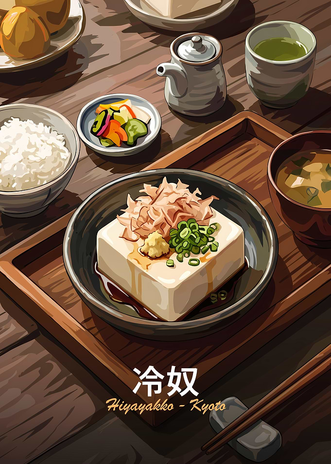 Traditional Japanese Hiyayakko Tofu Meal