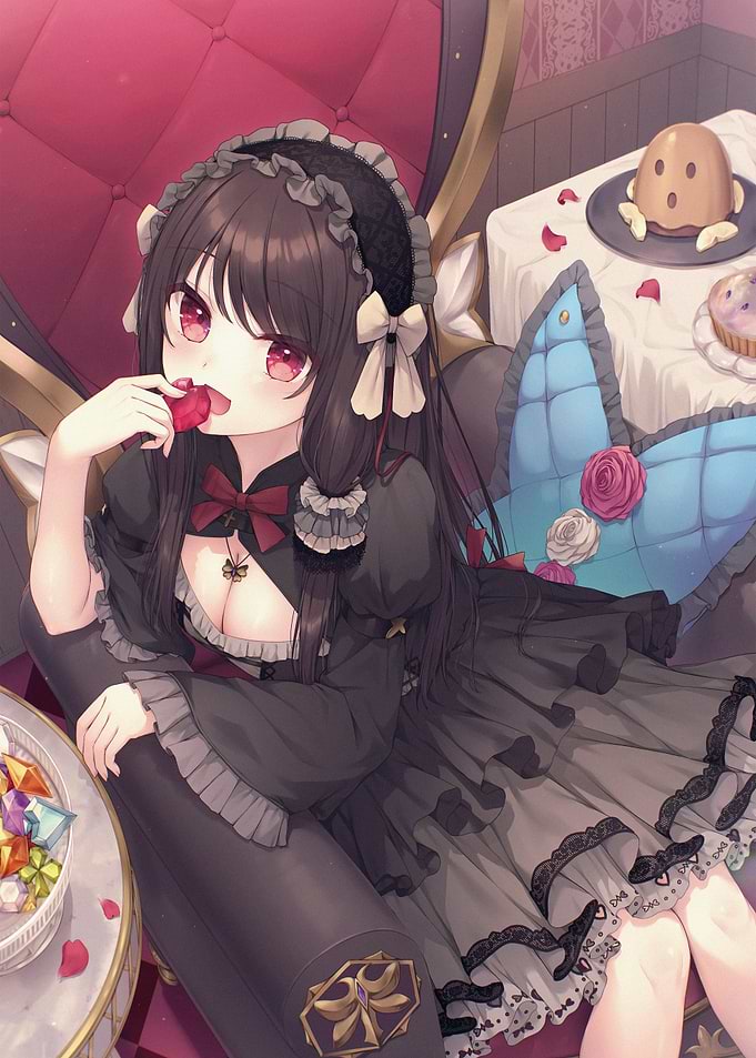 Anime Girl in Gothic Lolita Dress