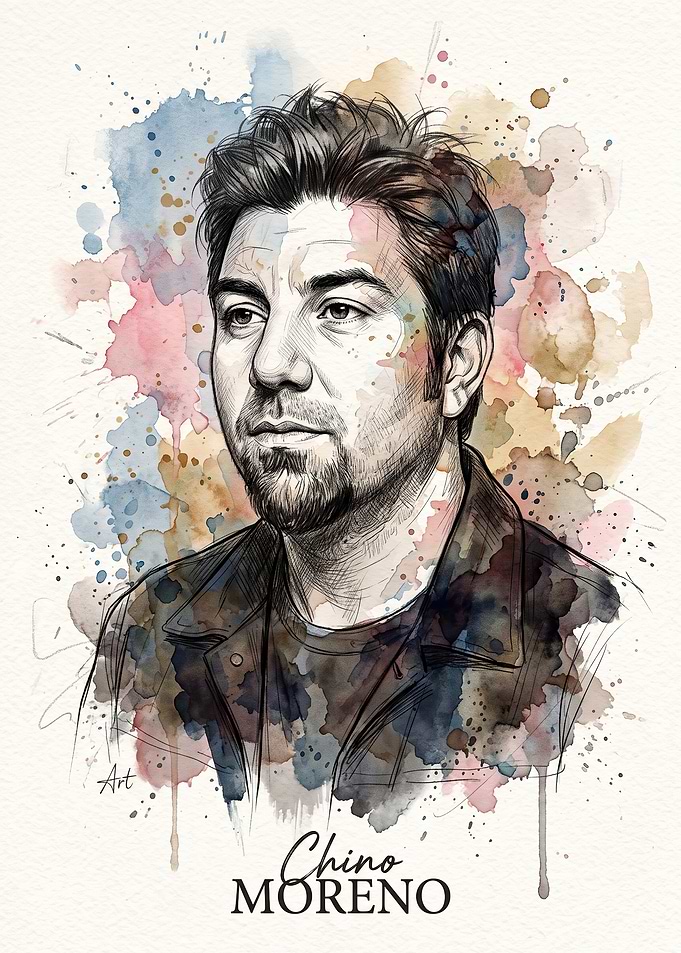 Chino Moreno Watercolor Portrait