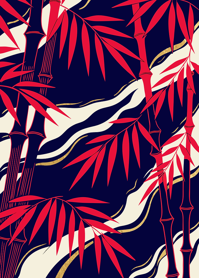 Japanese Bamboo Grove Ukiyo-e Metal Poster, No Text