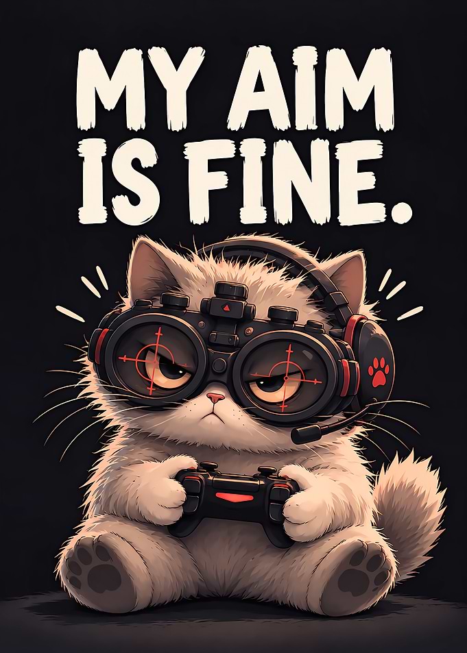 Funny Gamer Cat with Aiming Goggles