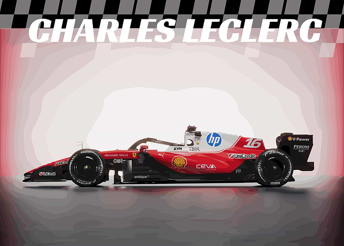 Charles Leclerc Ferrari F1 Car Poster