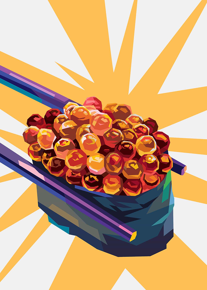 Pop Art Ikura Sushi Illustration