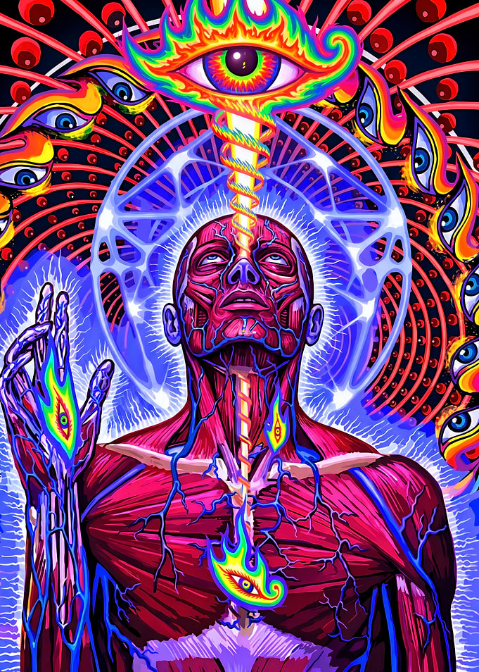 Psychedelic Anatomical Spiritual Awakening Art