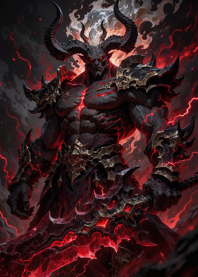 Demonic Warrior with Glowing Sword