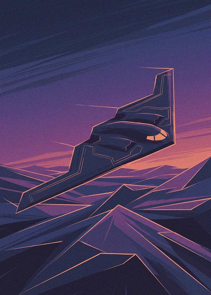 B-2 Spirit Stealth Bomber Sunset Art