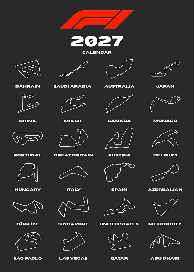 Formula 1 2027 Calendar Poster