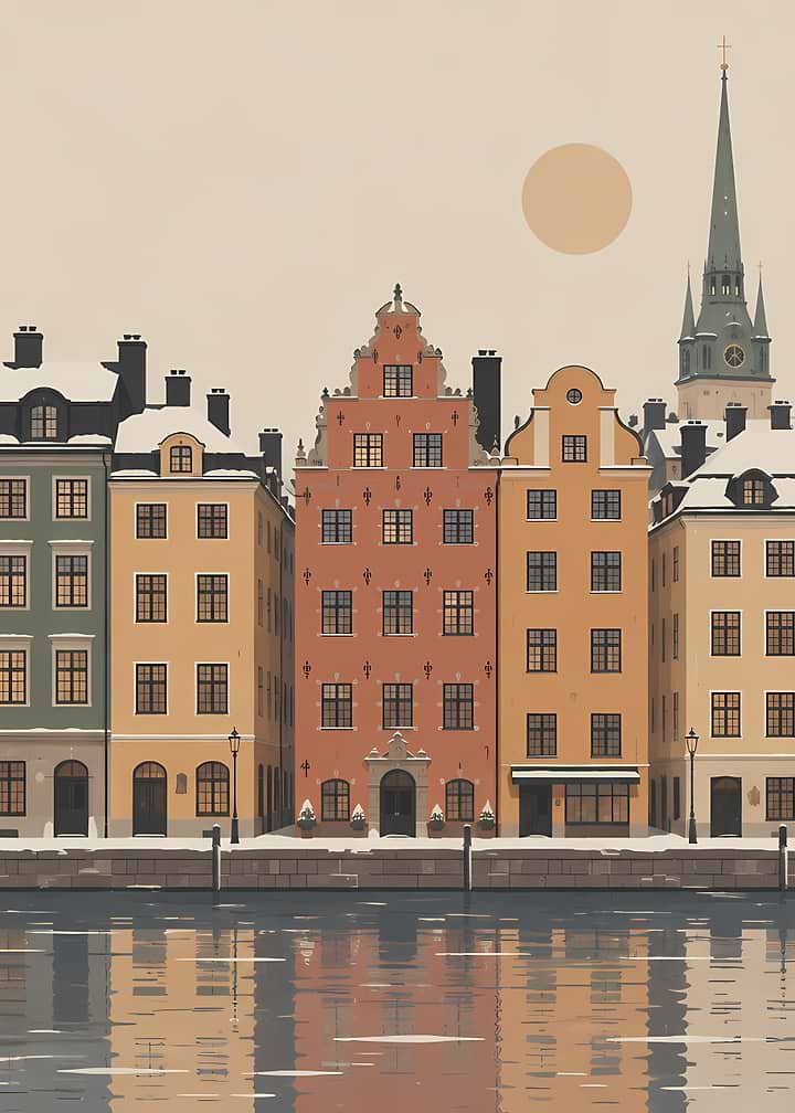 Stockholm Old Town Winter Waterfront