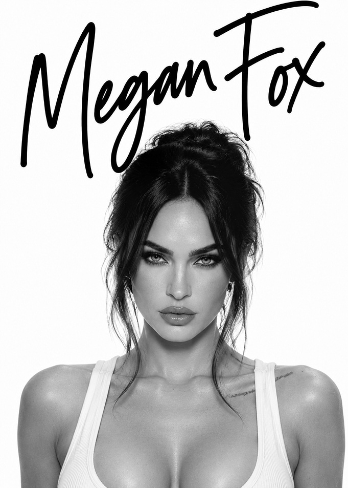 Megan Fox Black and White Portrait
