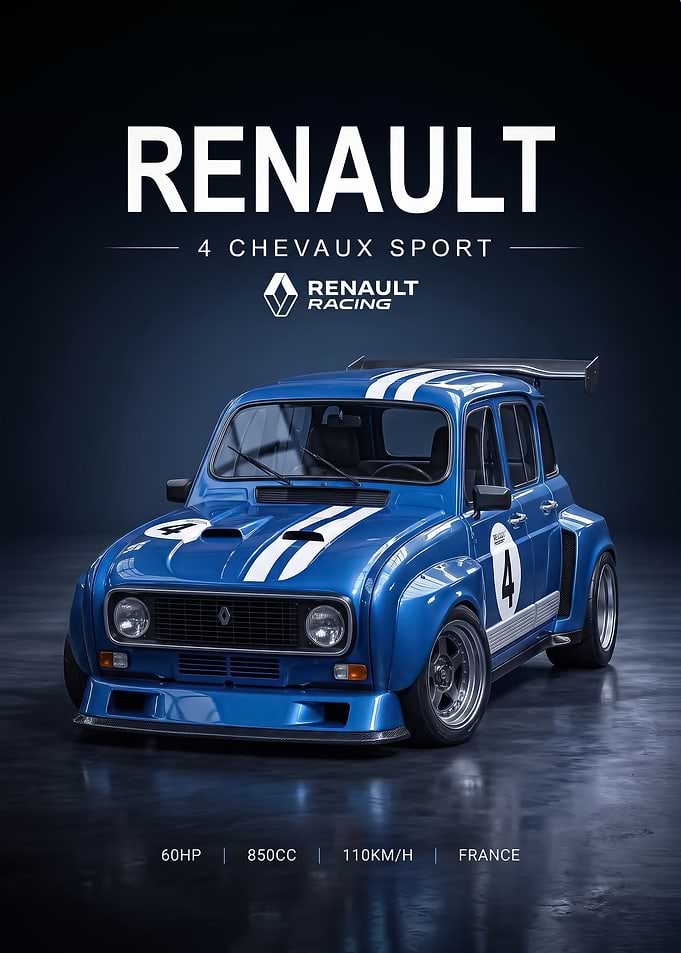 sleek race Renault 4 Chevaux Sport Car poster
