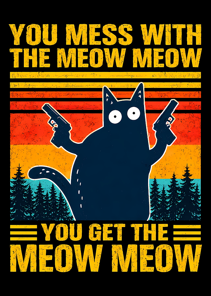 Funny Cat With Guns Retro Poster