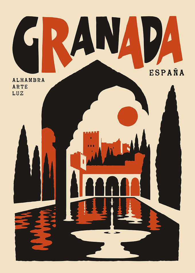 Vintage Granada Spain Travel Poster