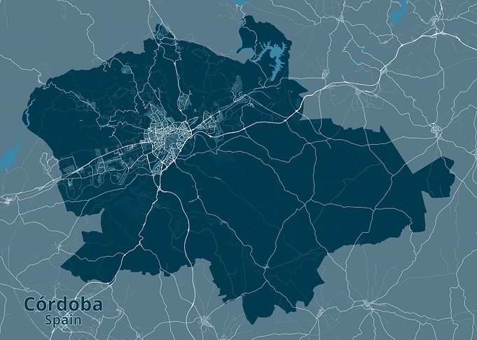 Minimalist Map of Córdoba, Spain