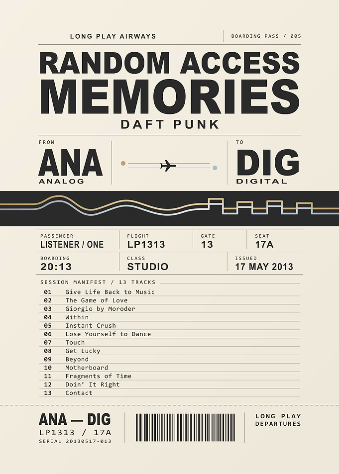 Daft Punk – Random Access Memories Boarding Pass