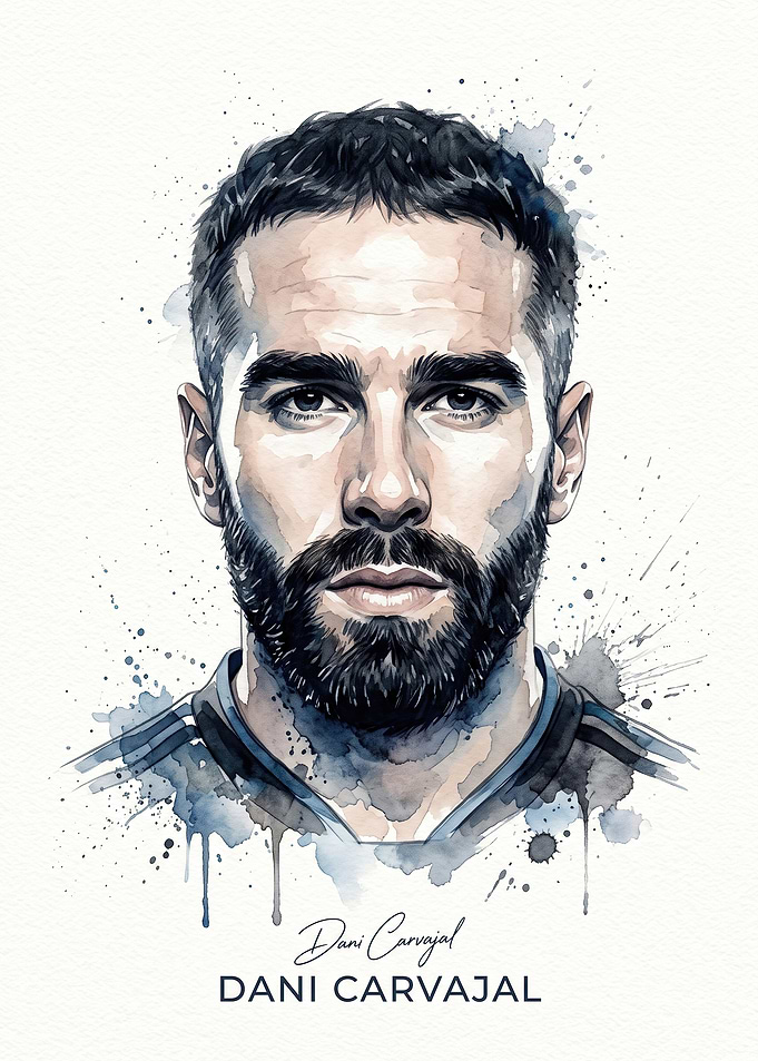 Dani Carvajal Watercolor Portrait