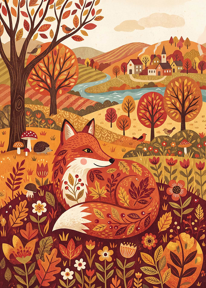 Whimsical Autumn Fox in Forest