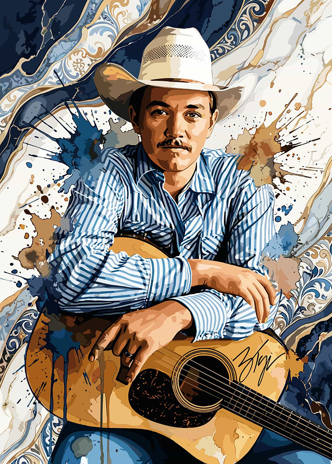 Country Singer with Acoustic Guitar Portrait