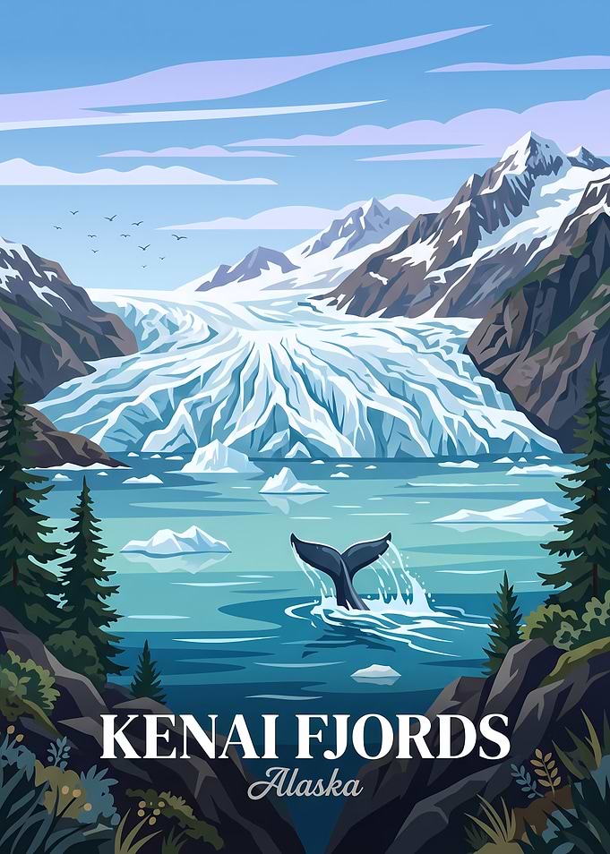 Kenai Fjords Alaska Travel Poster