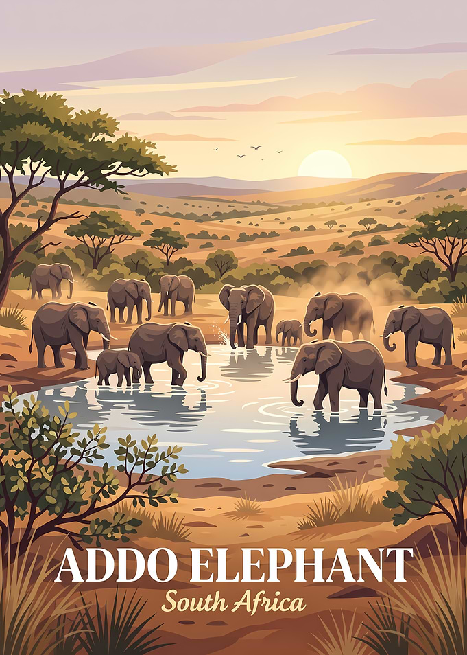 Addo Elephant National Park Travel Poster