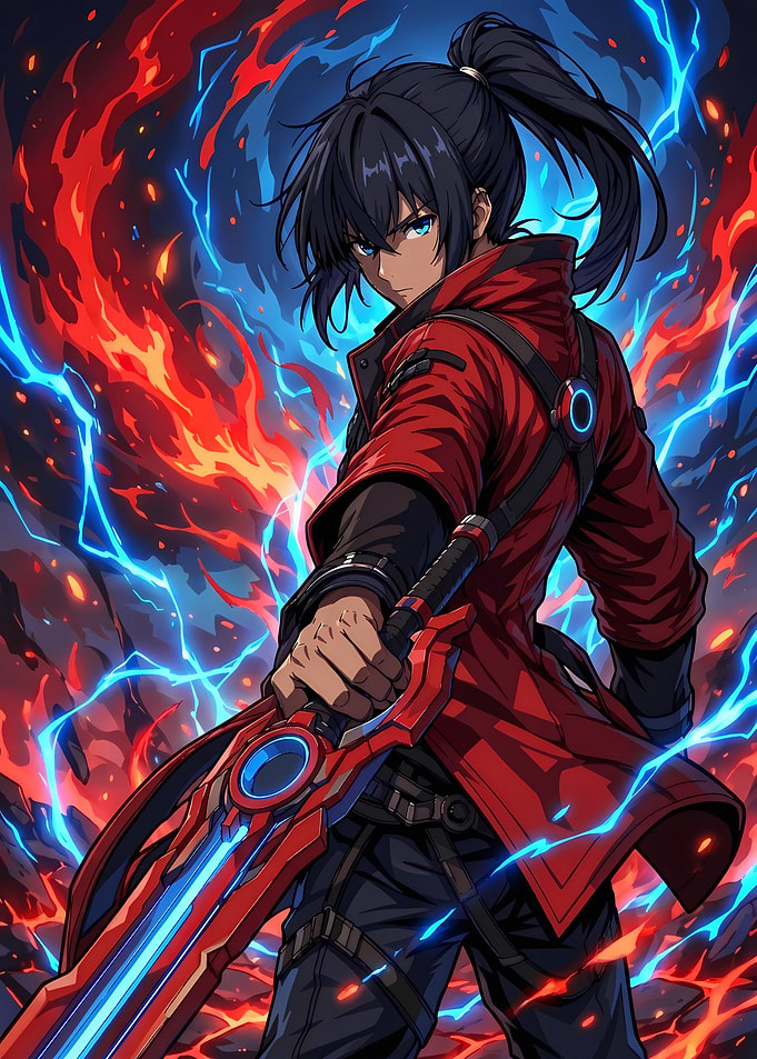 Anime Warrior with Glowing Energy Blade