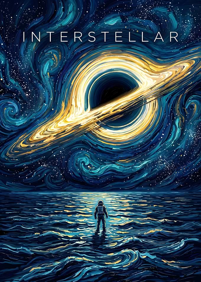 Interstellar Black Hole Van Gogh Style