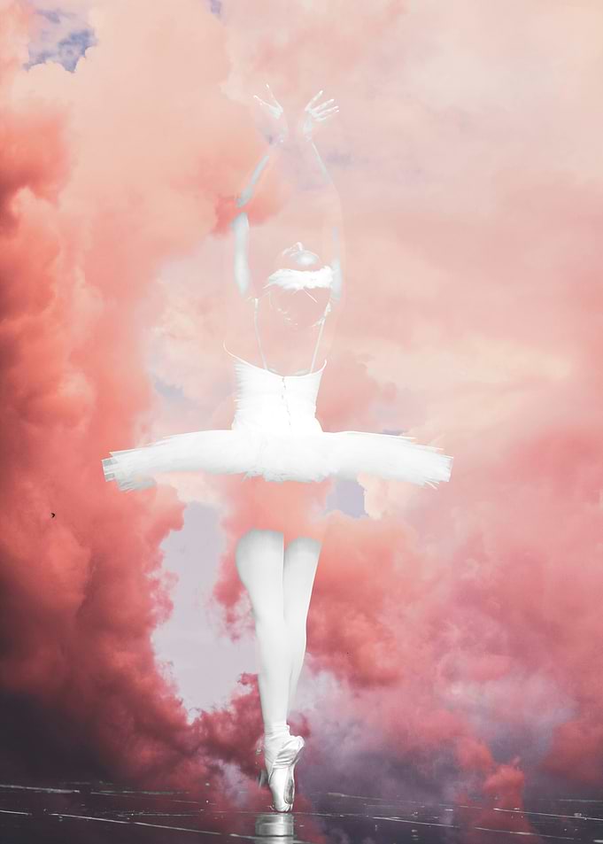 Ethereal Ballerina in Pink Clouds