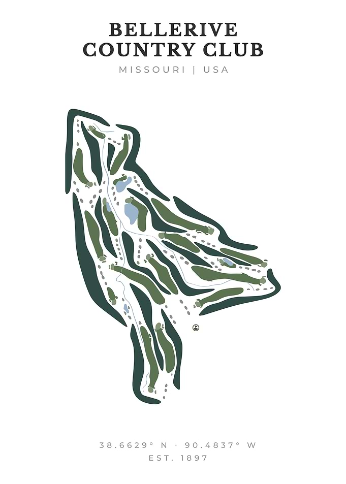 Bellerive Country Club Golf Course Minimalist Map
