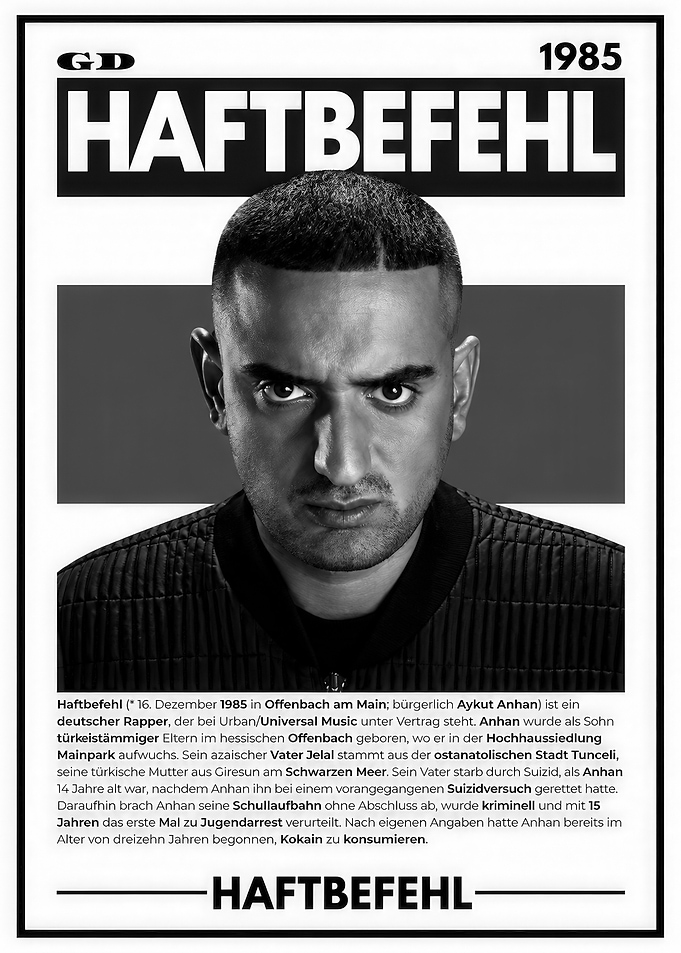 Haftbefehl Rapper Portrait Poster