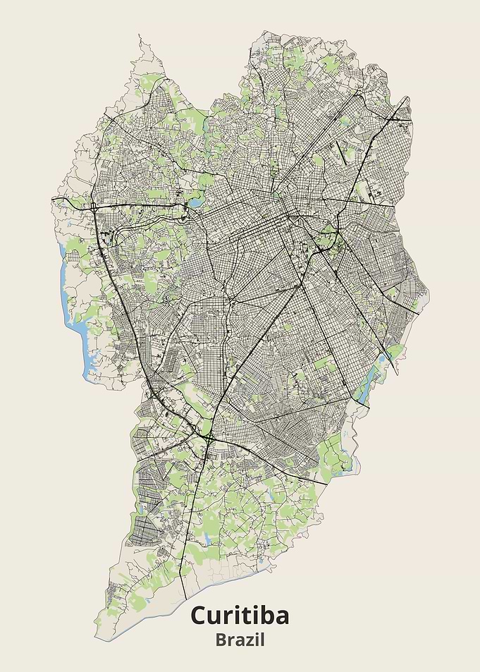 Curitiba Brazil City Map Print