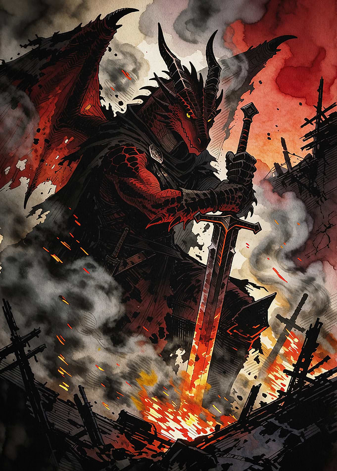 Dragon Knight Fantasy Dark Art