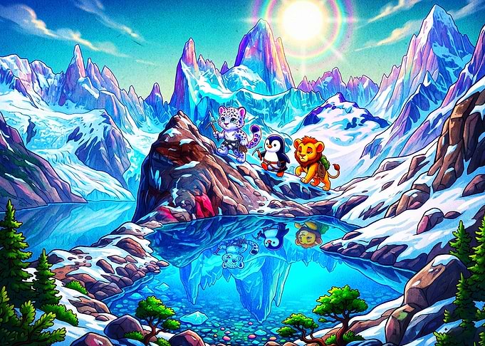 Alpine Adventure Cute Animals Art