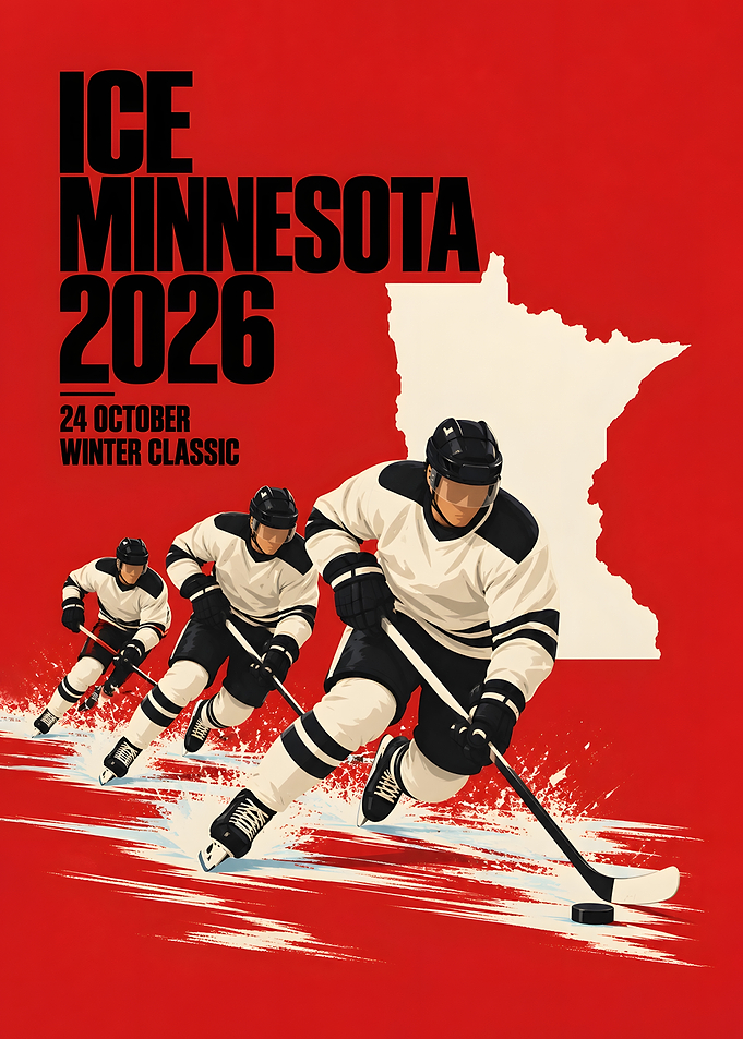 Minnesota Ice Hockey Winter Classic Red Poster