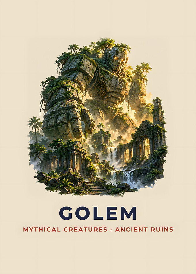 Golem Jungle Ruins Stone Giant Mythical Poster