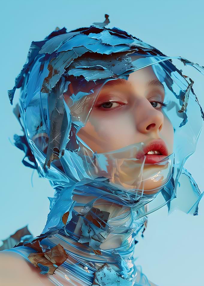 Avant-Garde Blue Plastic Fashion Portrait