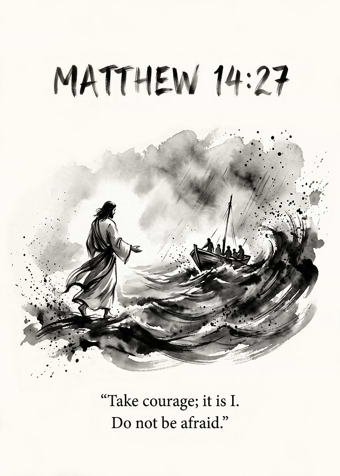 Jesus Walking on Water Illustration