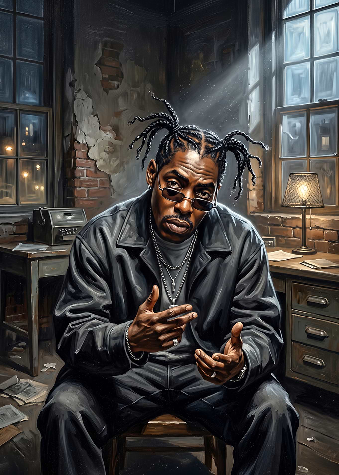 Coolio Portrait in Dim Office